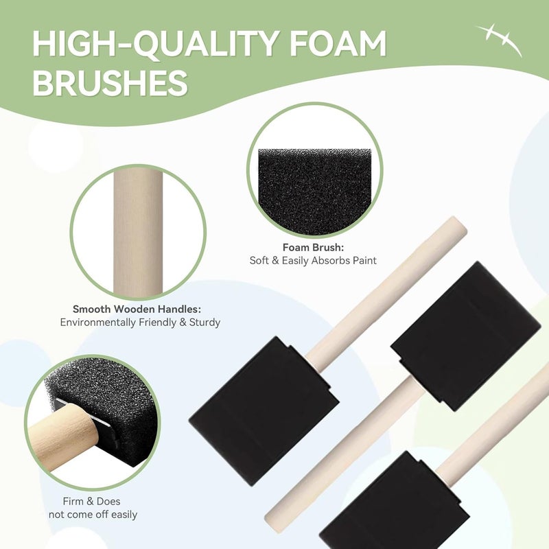 DMSVK 20 PCS Foam Paint Brushes, 1.6 Inch Sponge Brush for Painting, Staining, Varnish, Touch Up, DIY Craft Art Projects - Image 3